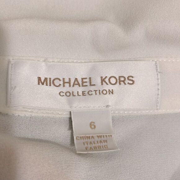 Michael Kors Collection Silk Georgette Ruffled Button Front Blouse Blouse Size 6 - Picture 5 of 8